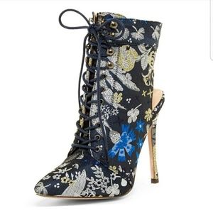 Satin Lace Up Ankle Heels Boots